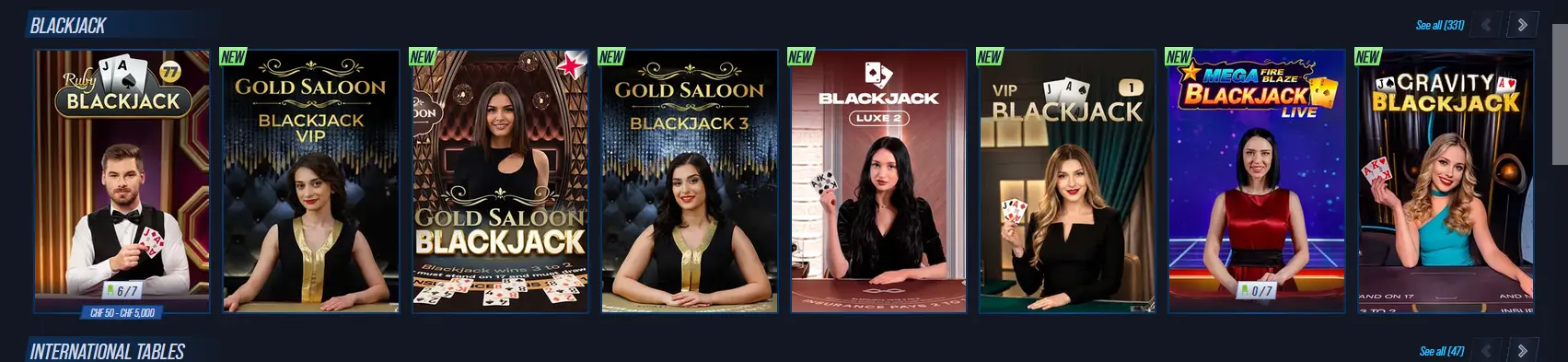 Infinite Blackjack live dealer game at VegasHero